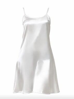 Silky White Satin Slip Dress - Women's Intimates
